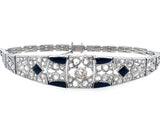 Art Déco platinum diamond and onyx bracelet