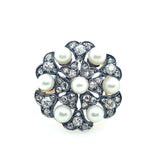 Belle Époque gold diamond and pearl ring