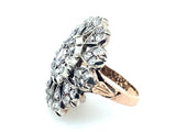 Belle Époque gold silver and rose cut diamond ring. 1900 c.a.