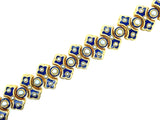 Falize gold blue enamel and natural pearl bracelet, 1860