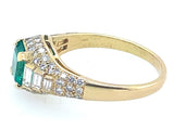Bulgari yellow gold diamond and Colombian emerald trombino ring