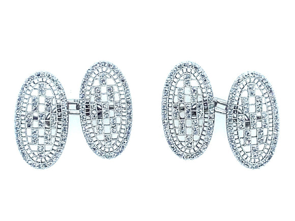 French platinum and diamond Art Deco lace cufflinks