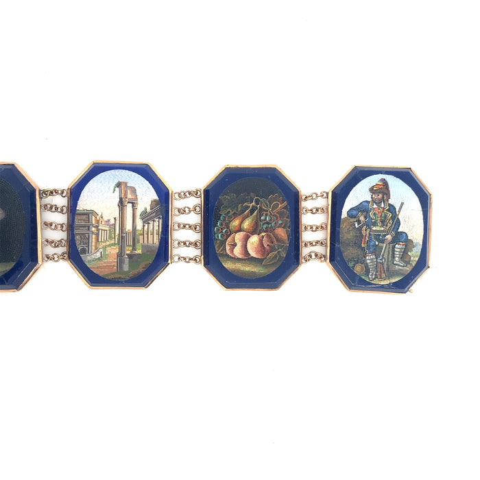 Important roman gold and micromosaic bracelet