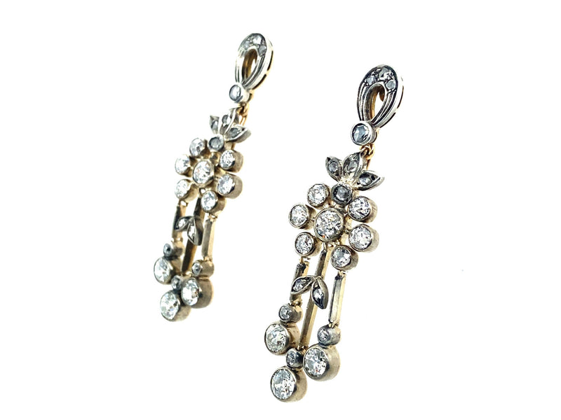 Belle Époque silver topped and diamond earrings