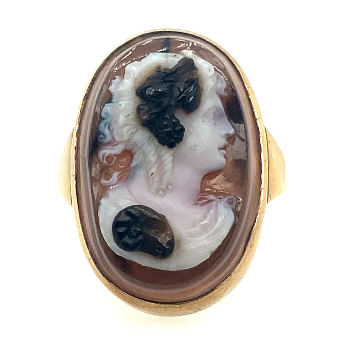 Anello georgiano in oro e agata con cammeo