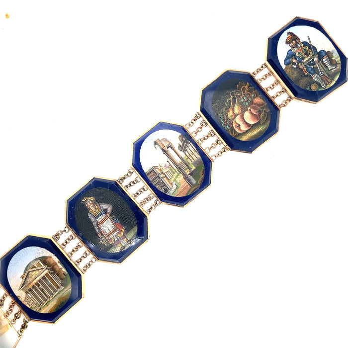 Important roman gold and micromosaic bracelet