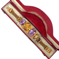 Georgian gold amethyst and citrine braceletGeorgian gold amethyst and citrine bracelet