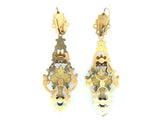 Antique gold enamelled earrings with butterflies. 1880
