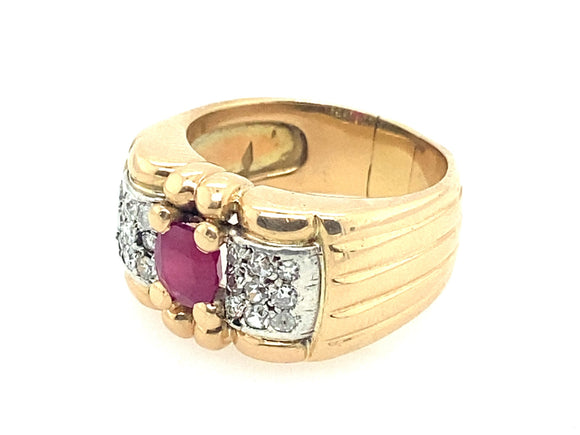 Retro gold, diamond and natural ruby ring, 1940