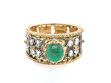 Buccellati gold, silver, diamond and emerald ring, 1950