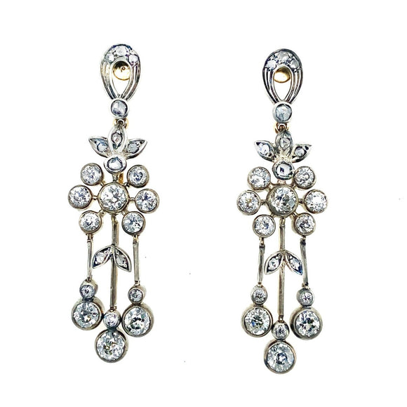 Belle Époque silver topped and diamond earrings