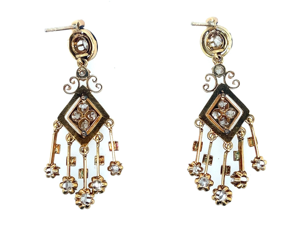 Victorian gold Chandelier earrings
