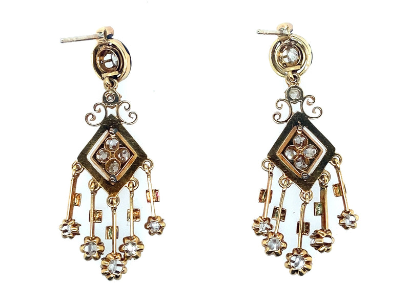 Victorian gold Chandelier earrings