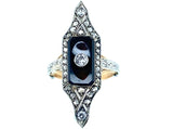 Bague Art Déco en or, platine, diamants et onyx, 1925.