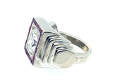 Art Deco white gold diamond and ruby ring