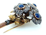 Spilla Buccellati in oro giallo, argento e diamanti a forma di Bouquet di fiori, 1950 c.a. 