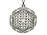 Edwardian platinum, diamond and pearl Garland style pendant