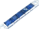 Art Déco platinum diamond and sapphire line bracelet. 1930 c.a.