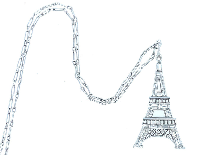 Pendente Tour Eiffel Art Déco in platino e diamanti