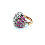 Art Déco gold ruby, rose-cut diamond and pearl ring, 1920