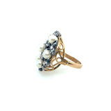 Belle Époque gold diamond and pearl ring