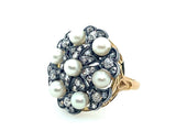 Belle Époque gold diamond and pearl ring