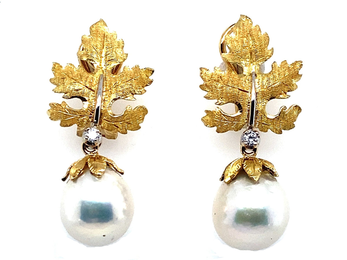 Buccellati diamond and pearl earrings
