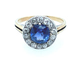 Bague victorienne en or, diamant et saphir.