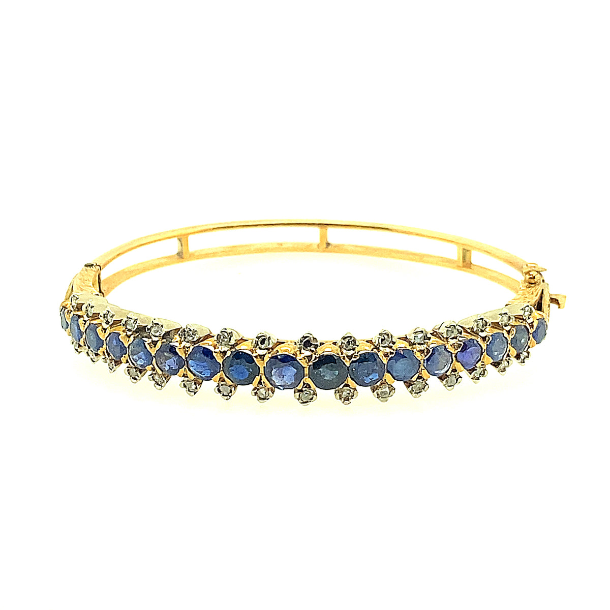 Couple of Victorian ruby, sapphire and diamond bangle bracelets