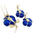 Boucheron yellow gold blue enamel and diamond flower Demi Parure