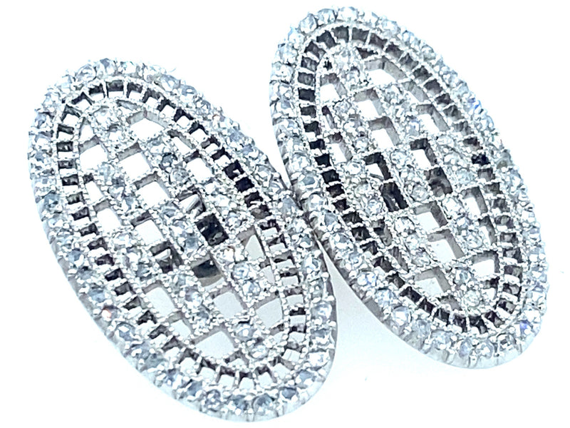 French platinum and diamond Art Deco lace cufflinks