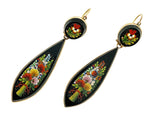 Victorian gold and flower micromosaic earrings