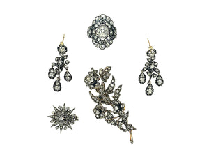 Victorian gold, silver and old-cut diamond set. 1880