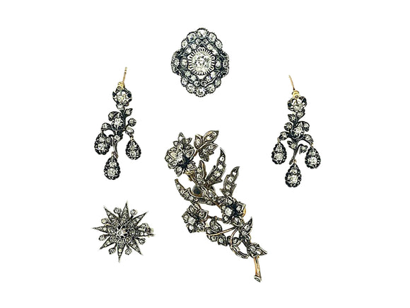 Victorian gold, silver and old-cut diamond set. 1880