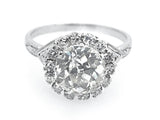 An Art Déco old-cut diamond engagement ring with the original 1930 platinum mount. Italy. The diamond is 2.29 carats, colour M, clarity VS1