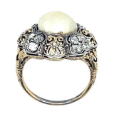 Belle Époque gold diamond and baroque pearl ring, 1900