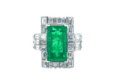 Art Déco platinum diamond and emerald ring, 1935