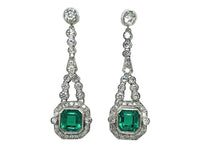 Colombian emerald and old cut diamond earrings