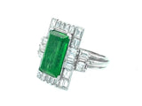 Art Déco platinum diamond and emerald ring, 1935