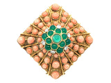 Van Cleef et Arpels coral, diamond and chrysoprase brooch, 1960’s